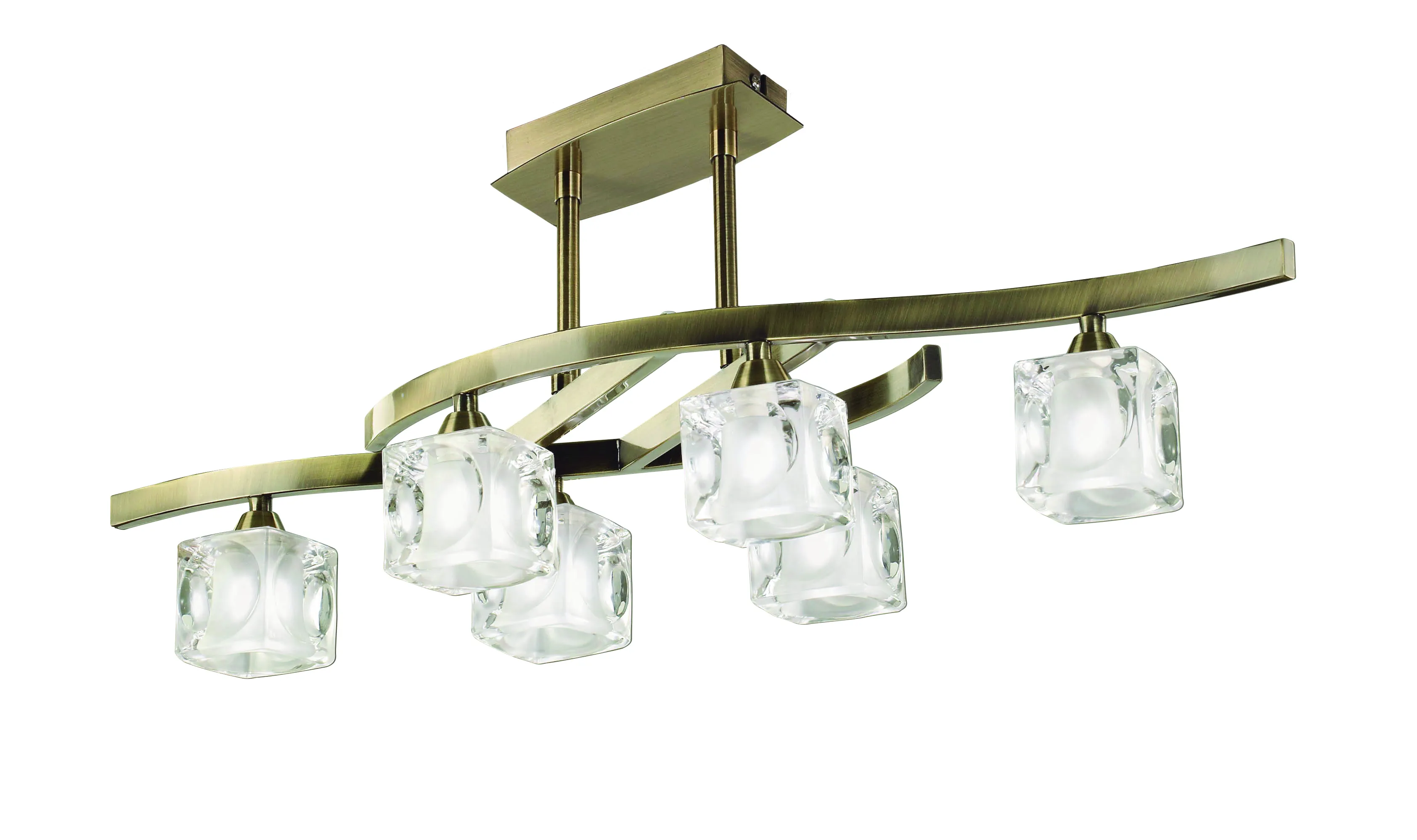 M2357AB/FR  Cuadrax AB Rectangular Telescopic/Semi Flush 6 Light AB (0990)